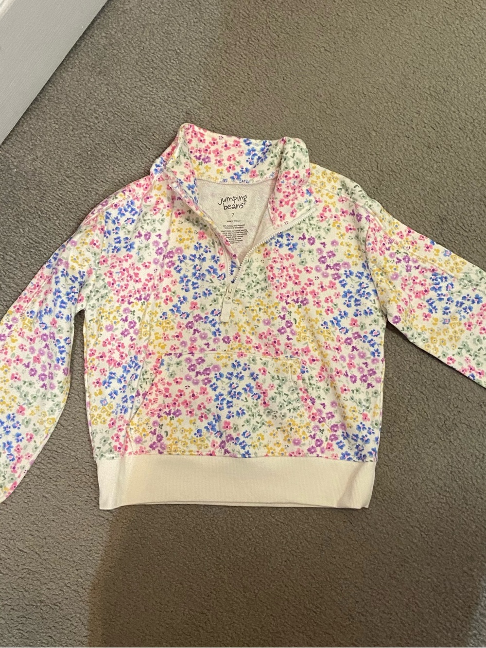 jumping beans White Floral Quarter-Zip Pullover Sweatshirt